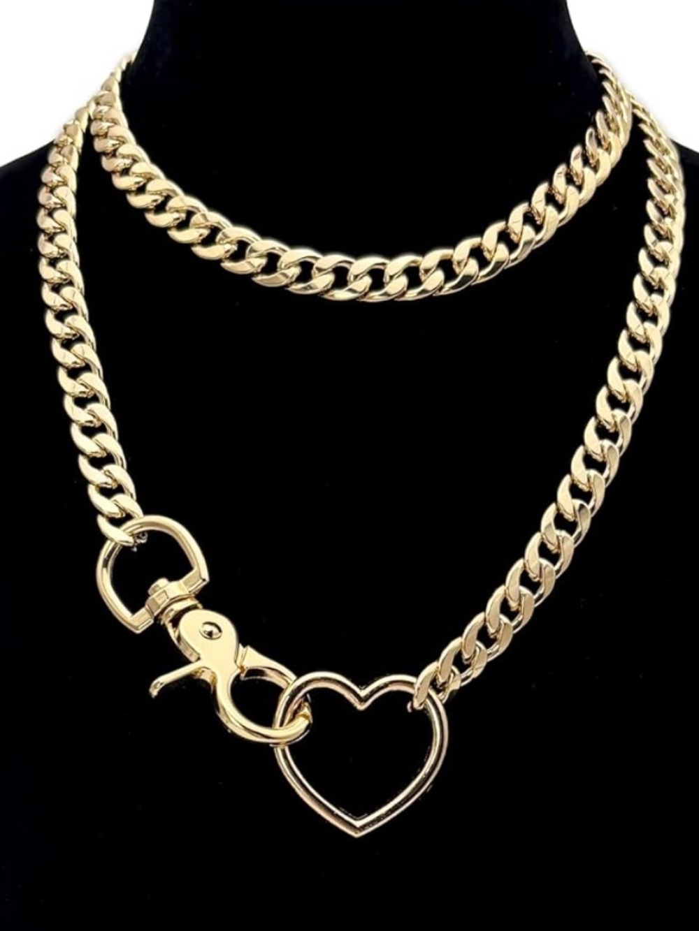 Gold Heart Lock Chain Necklace